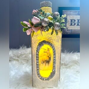 Beautiful Upcycled Winter Reindeer Bottle!